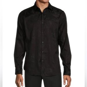 Murano Slim Fit Jacquard Long Sleeve Woven Shirt Size Large Tall Long